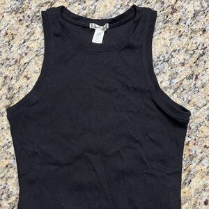 Bozzolo Black Ribbed Tank Top